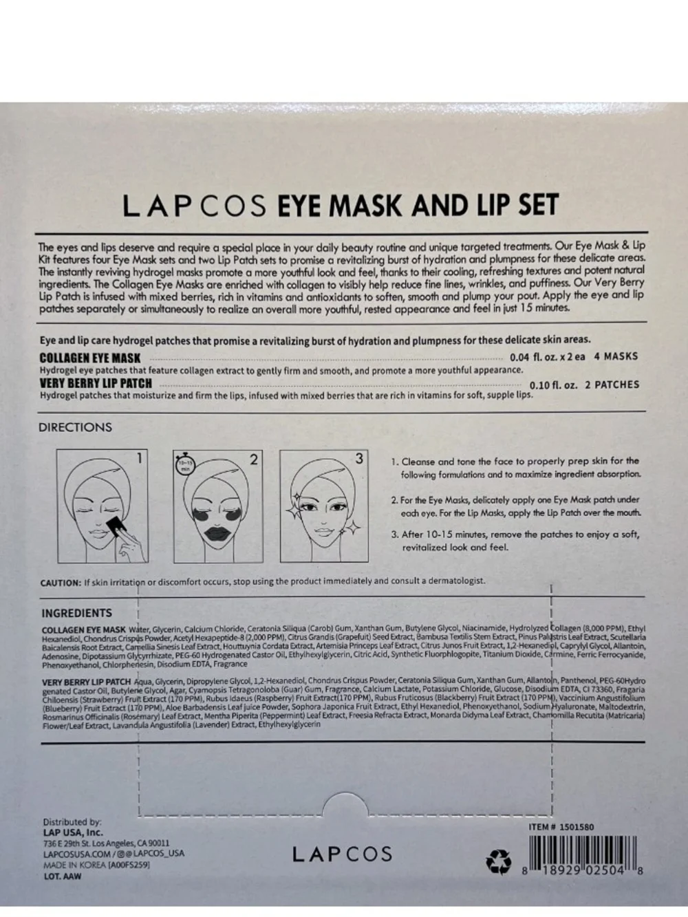 Lapcos Very Berry Eye Mask & Lip Patch Set - Silver with Purple Accents